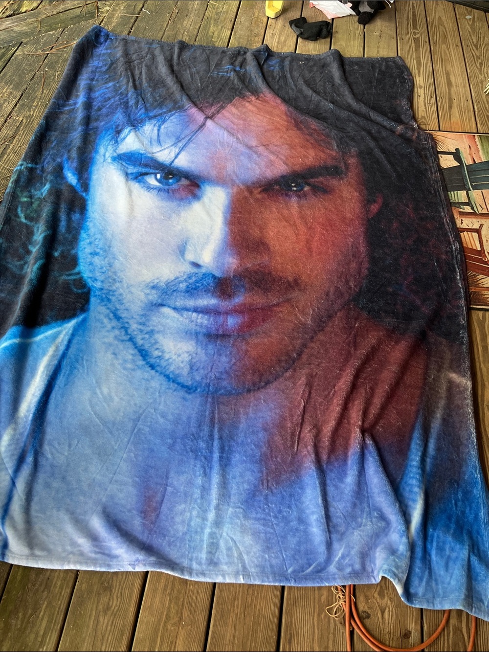 Men's Graphic Face Print Shirt - Blue & Red